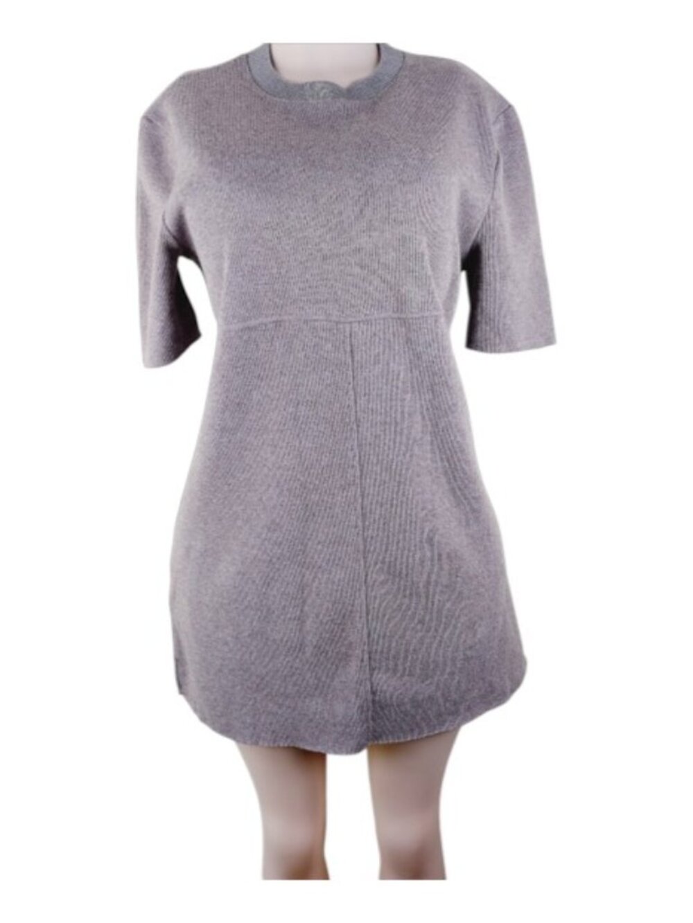 Zara Women's Taupe Tight-Knitted Crew Neck Short Sleeve Sweater Dress Size L